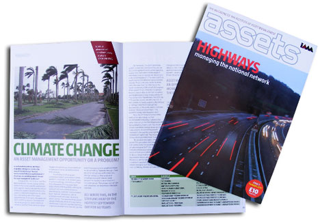 'Assets' magazine. Quarterly trade magazine produced for the IAM (Institute of Asset Management). Designed by The Design Mill