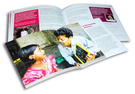 Annual review and other fund raising material for Leonard Cheshire Disability. Designed by The Design Mill