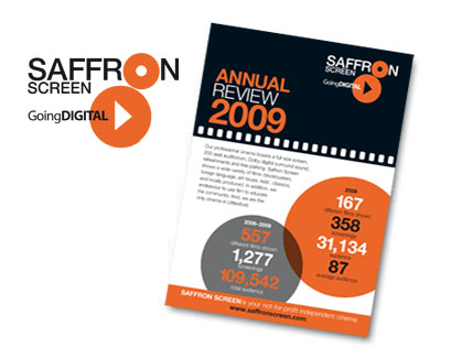 Saffron Screen Going Digital Funraising materials. Designed by The Design Mill